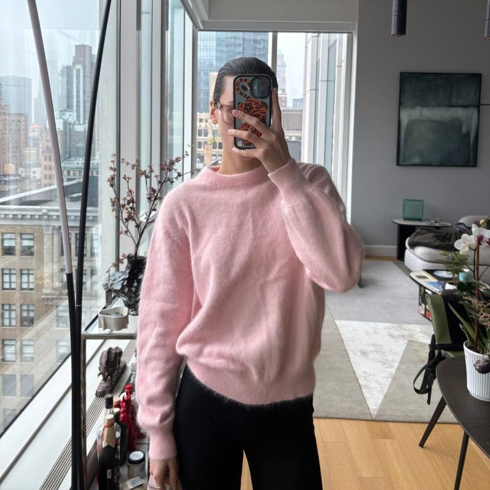 angora cashmere fluffy fuzzy sweater